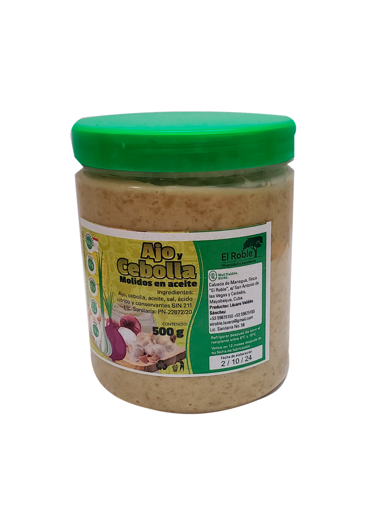 Ajo Cebolla Molido en Aceite EL ROBLE 500 g