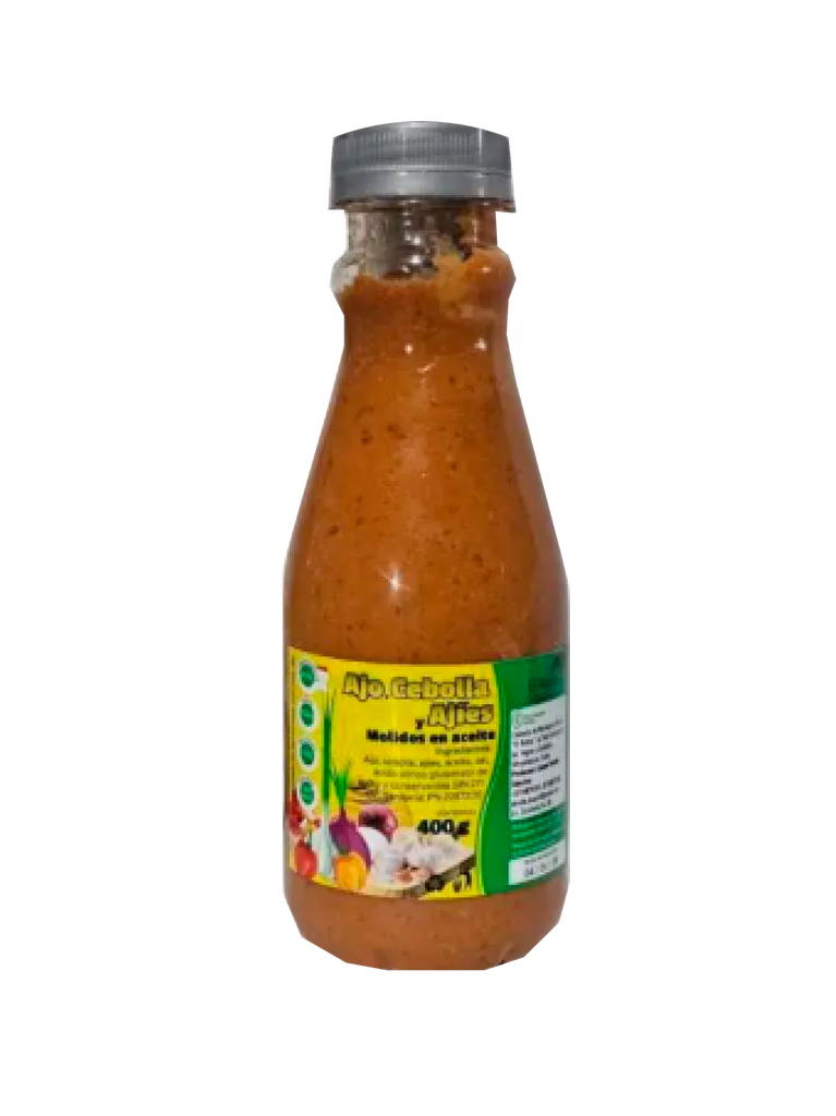 Ajo, Cebolla y Ajies Molidos en Aceite EL ROBLE 40 x 400 g