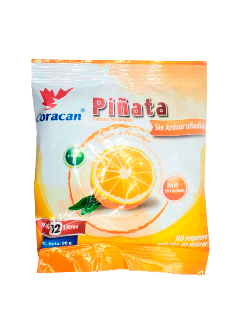 Refresco Sabor Naranja sin Azúcar PIÑATA 90 x 90 g