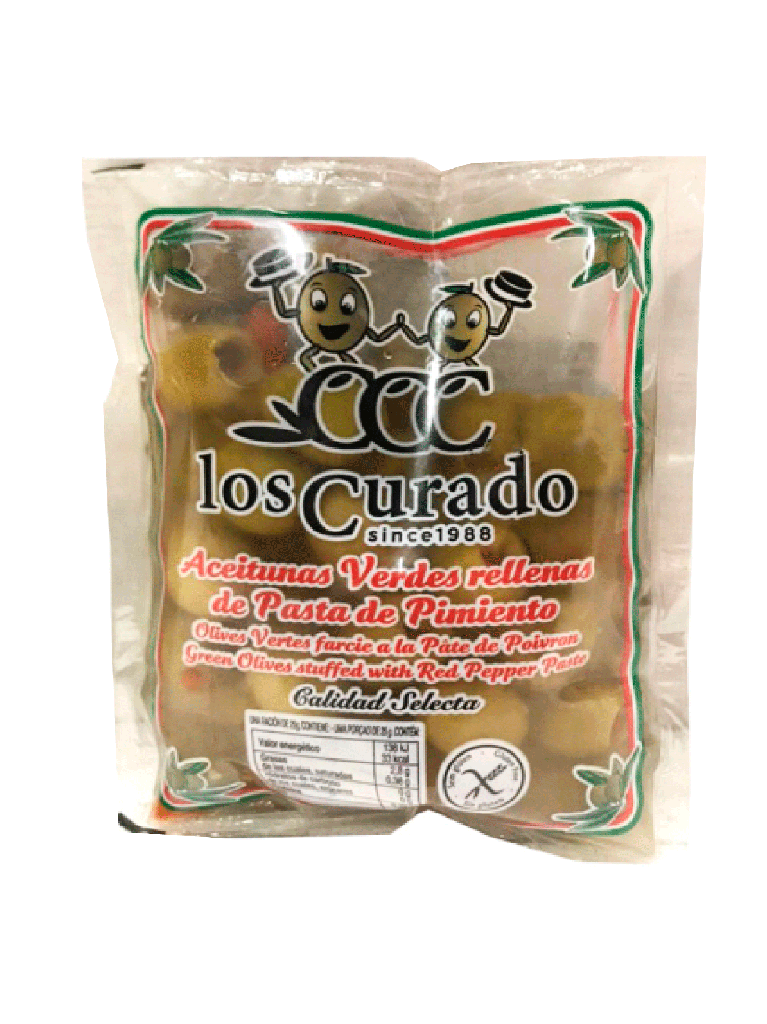 Aceitunas Verdes Rellenas con Pimiento LOS CURADO 30 x 180 g
